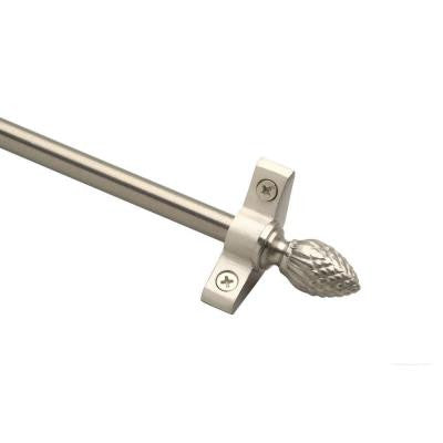 Plated Inspiration Collection Tubular 48 in. x 3/8 in. Satin Nickel Finish Stair Rod Set with Pineapple Finials
