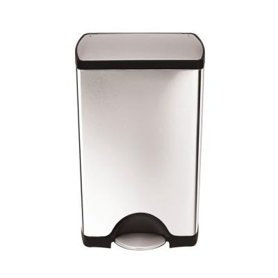 10 Gal. Rectangular Fingerprint-Proof Brushed Stainless Steel Step Trash Can