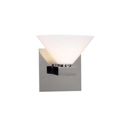 1-Light Polished Chrome Sconce with Matte Opal Glass