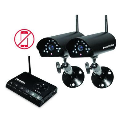 4-Channel (2) Digital Wireless Indoor/Outdoor Cameras Record System (SD) Kit with Night Vision and Audio
