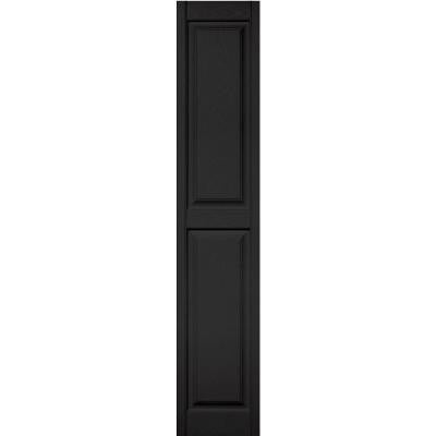 15 in. x 75 in. Raised Panel Vinyl Exterior Shutters Pair in #002 Black