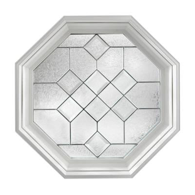 23.25 in. x 23.25 in. Decorative Glass Fixed Octagon Vinyl Window - White