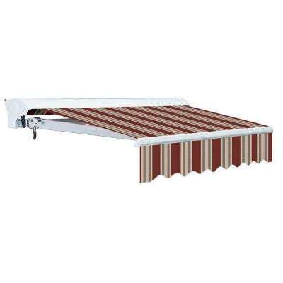 12 ft. Luxury L Series Semi-Cassette Electric Remote Retractable Patio Awning (118 in. Projection) in Red/Beige Stripes