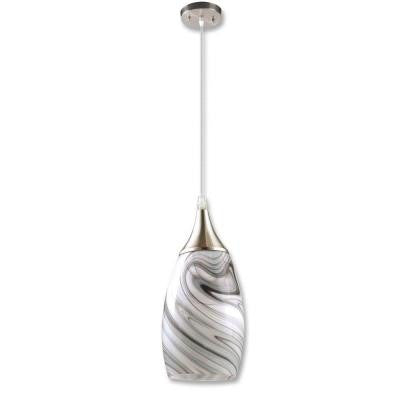Peak Collection 1-Light Grey Glass and Nickel Pendant