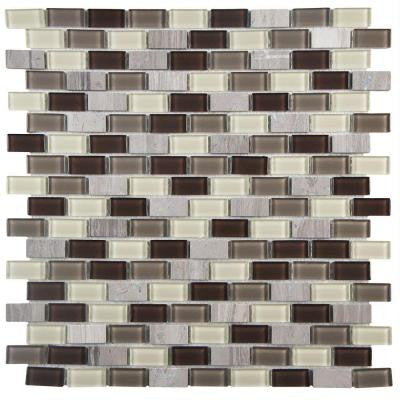 Spectrum Mini Subway Aegis 11-1/4 in. x 11-3/4 in. x 4 mm Glass and Stone Mosaic Wall Tile