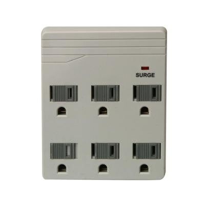 Electronics 6-Outlet 750-Joule Surge Protector with Sliding Safety Covers and Surge Protection Indicator - Gray