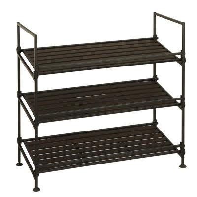 Neu Home 3-Tier Stackable Shoe Rack in Black