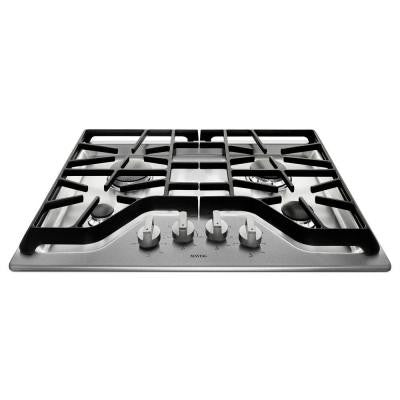 30 in. Gas Cooktop in Stainless Steel with 4 Burners including 18000-BTU Power Burner