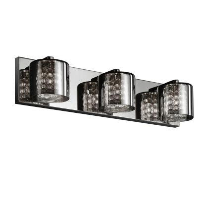 3-Light Chrome Vanity Light with Tinted Glass