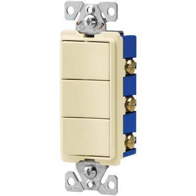 15-Amp 120-Volt 3-Way Decorator 3 Single-Pole Combination Switches - Almond