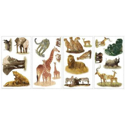 10 in. x 18 in. Safari Peel and Stick 19-Piece Peel and Stick Wall Decals