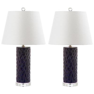 Dixon 23.5 in. Navy Table Lamp with Off-White Shade (Set of 2)