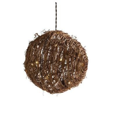 15-Light Natural Brown Rattan Ball String Light (15-Count)