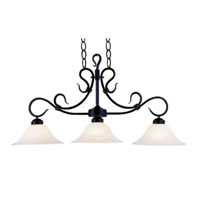 Elsta Roma 3-Light Wood Patina Billiard Island Pendant