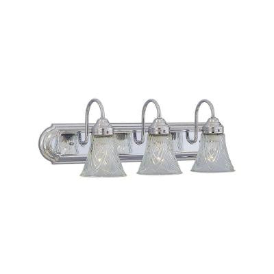 3-Light Chrome Bath Vanity Wall Mounted Light with Clear Glass Shades