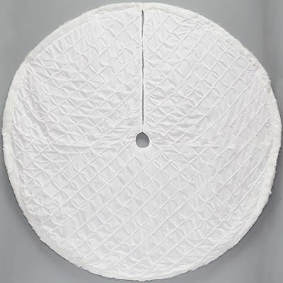 56 in. Ivory Pintucked Velvet Christmas Tree Skirt