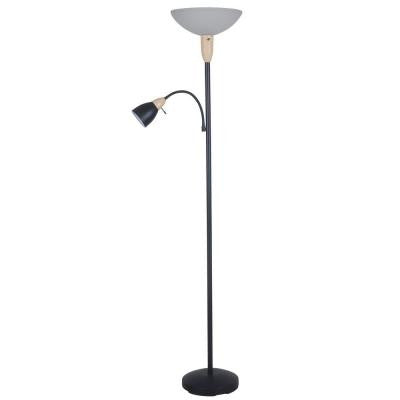 71 in. Black Floor Lamp with Frosted Glass Shade