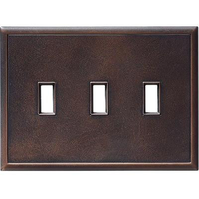 3 Gang 3 Toggle Screwless Wall Plate - Oil Rubbed Bronze