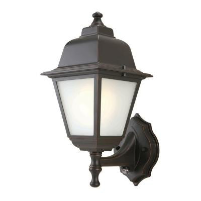 1-Light Oil Rubbed Bronze Outdoor Dusk-to-Dawn Wall-Mount Lantern
