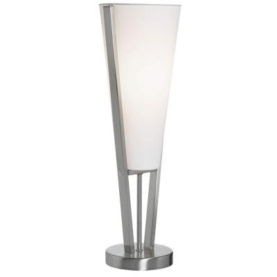 Catherine 19 in. Incandescent Satin Chrome Table Lamp with White Shades