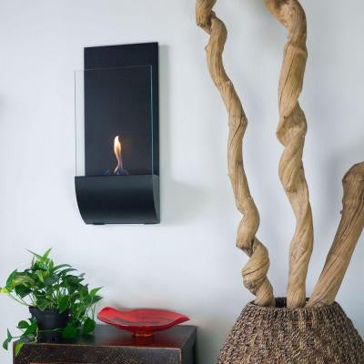 Torcia 11.75 in. Wall-Mount Decorative Bio-Ethanol Fireplace in Matte Black