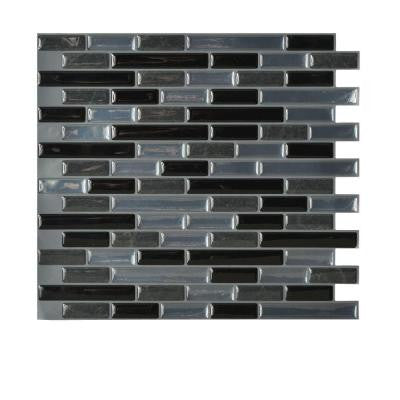 Muretto Nero 10.20 in. x 9.10 in. Peel and Stick Decorative Wall Tile Backsplash in Black, Charcoal Marble, Medium Grey