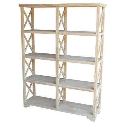 Hampton 8-Shelf Double Bookcase in Unfinished Wood