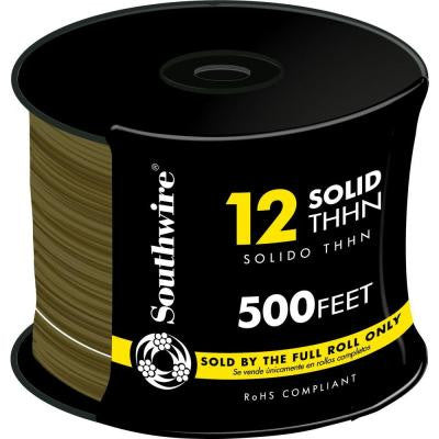 500 ft. 12/1 Solid THHN Wire - Brown