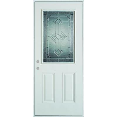 32 in. x 80 in. Neo-Deco Zinc 1/2 Lite 2-Panel Prefinished White Steel Prehung Front Door