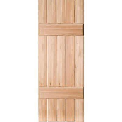 18 in. x 50 in. Exterior Real Wood Pine Board and Batten Shutters Pair Unfinished