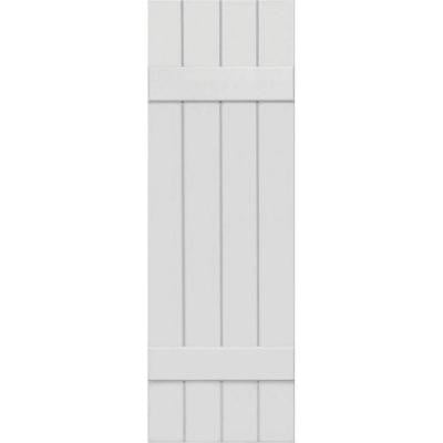 15 in. x 55 in. Exterior Composite Wood Board and Batten Shutters Pair Primed