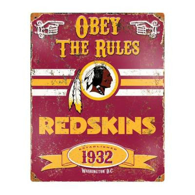 14.5 in. H x 11.5 in. D Heavy Duty Steel Washington Redskins Embossed Metal Sign Wall Art