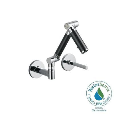 Karbon Wall-Mount 1-Handle Mid-Arc Bathroom Faucet in Polished Chrome with Black Tube