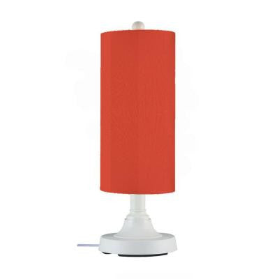 Coronado 15 in. Outdoor White Table Lamp with Melon Cylinder Shade