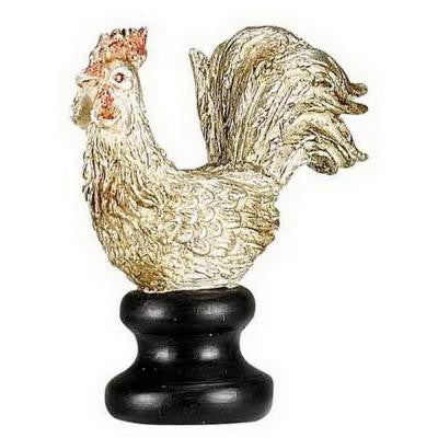 2 in. Brown Rooster Resin Lamp Finial