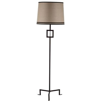 Thom Filicia Hanover 63 in. Blacksmith Bronze Floor Lamp with Beige Shade