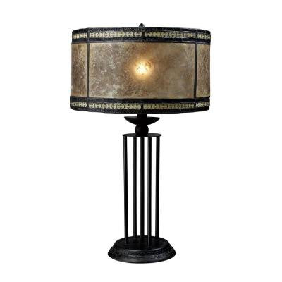 Mica Filagree 23 in. Antique Black Table Lamp with Shade
