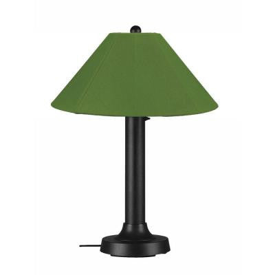 Catalina 34 in. Outdoor Black Table Lamp with Palm Shade