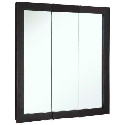 Ventura 30 in. x 30 in. Tri-View Surface-Mount Medicine Cabinet in Espresso