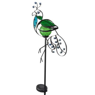 Black Outdoor Solar Powered LED Peacock Stake Light