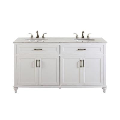 Charleston 61 in. W x 39 in. H Bath Vanity in White with Marble Vanity Top in White