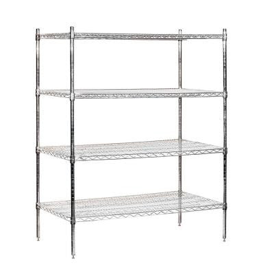 9500S Series 48 in. W x 63 in. H x 24 in. D Galvanized Wire Stationary Wire Shelving in Chrome