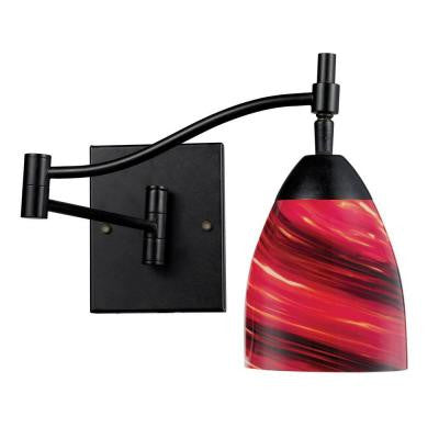 Platney 1-Light Dark Rust Swing Arm Light