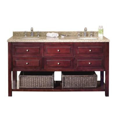 Danny 60 in. Vanity in Mahogany with Sand Speckled Granite Vanity Top in Beige