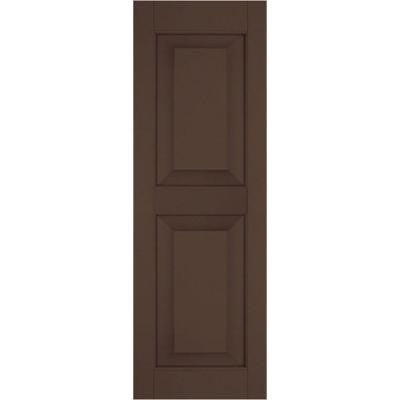 12 in. x 53 in. Exterior Real Wood Western Red Cedar Raised Panel Shutters Pair Tudor Brown