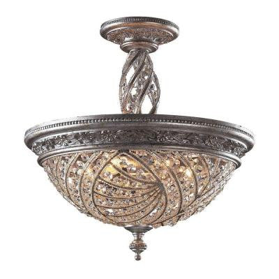Renaissance 20 in. 6-Light Sunset Silver Semi Flush Mount