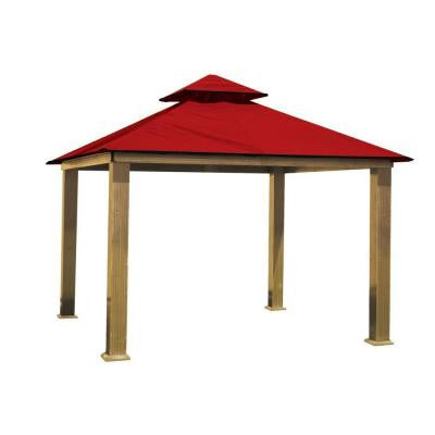 12 ft. x 12 ft. ACACIA Aluminum Gazebo with Red Canopy