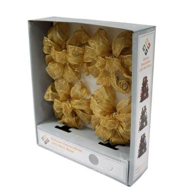4 in. Gold LED Light Mini Bows (4-Pack)