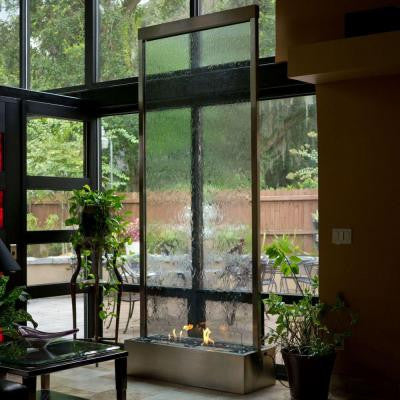 8 ft. Grande Bio-Ethanol Fire-Fountain - Stainless Steel and Clear Glass
