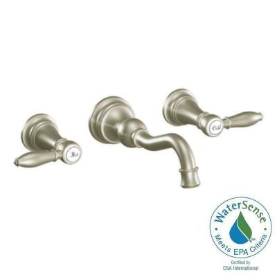 Weymouth Wall Mount 2-Handle High Arc Bathroom Faucet in Brushed Nickel (Valve Sold Separately)